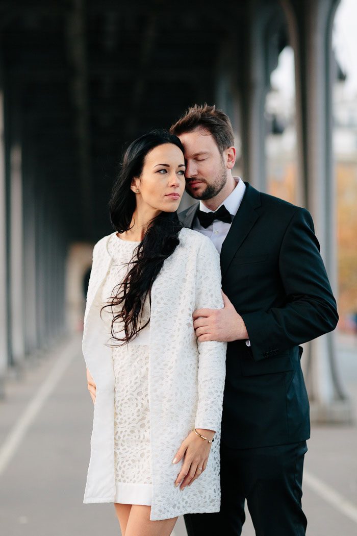 bride and groom portrait in paris