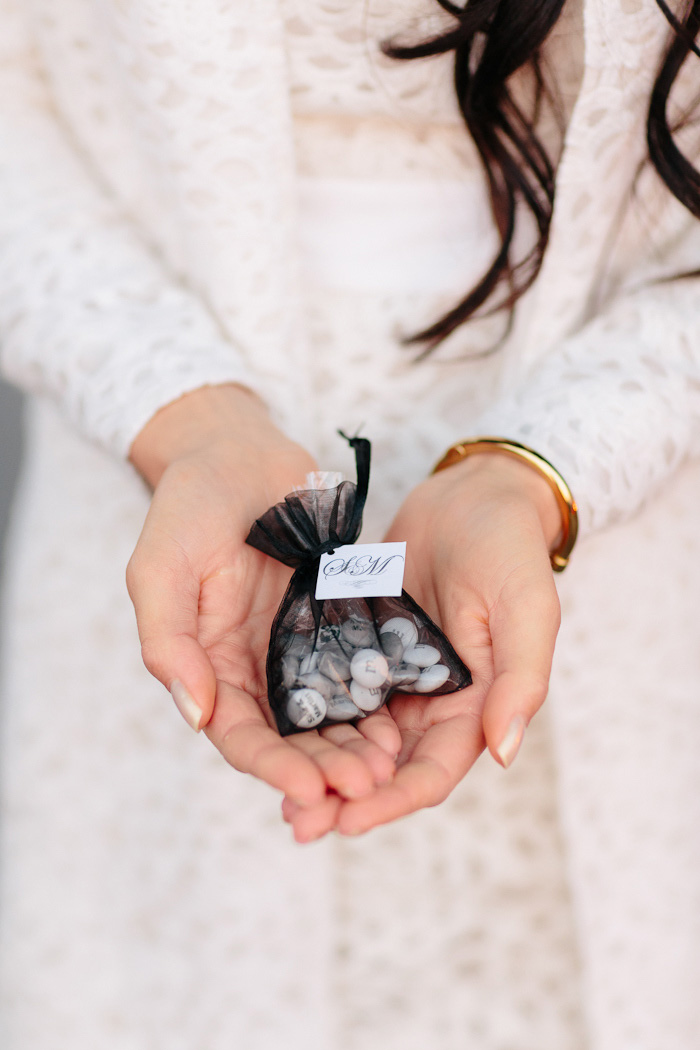 bride holding wedding favor