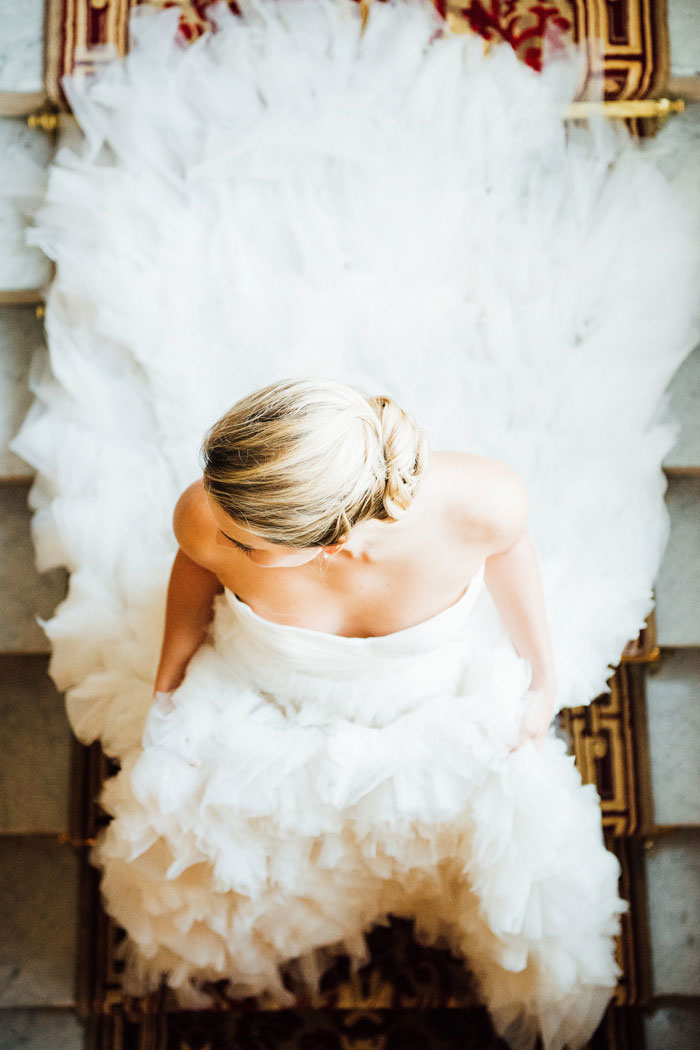 bride going down the stairs