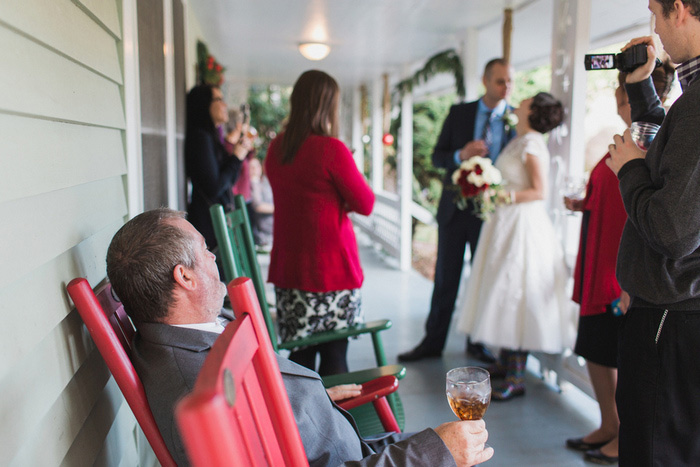 wedding guests on the porch