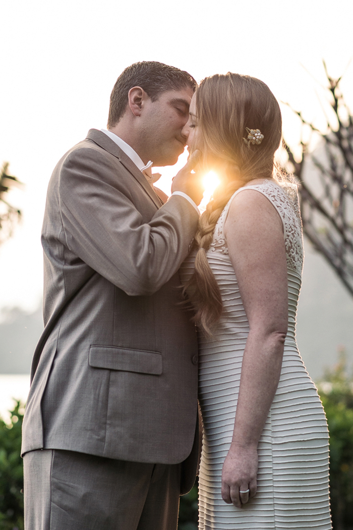 bride and groom kissing