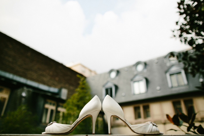 bride's shoes on windowsill 