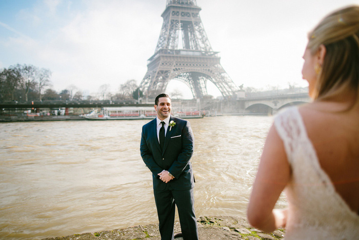 first look session in front of Eiffel Tower