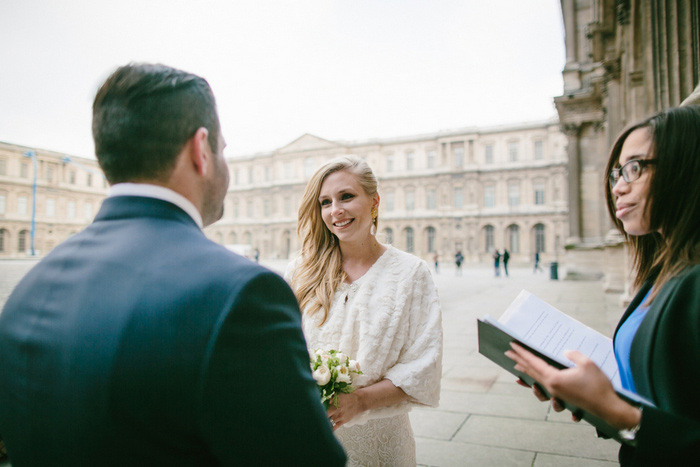 elopement ceremony at the Louvre