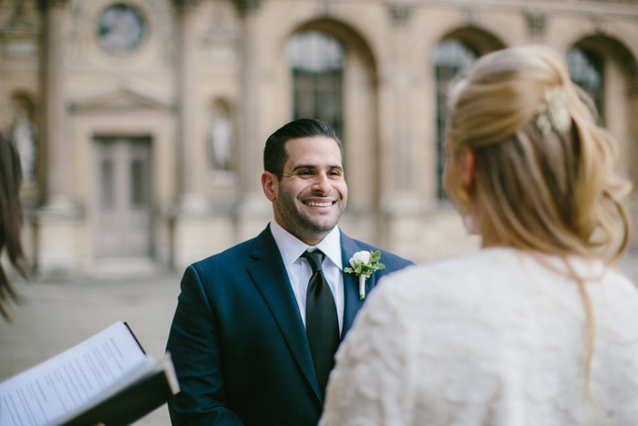 elopement ceremony at the Louvre