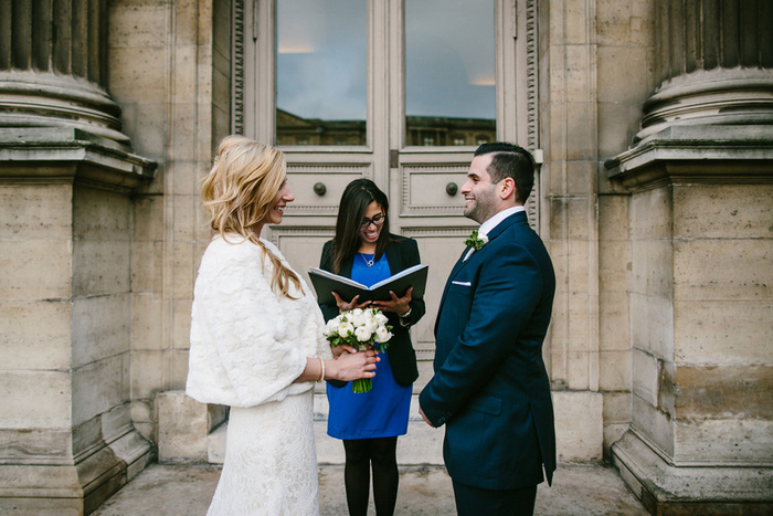 elopement ceremony at the Louvre