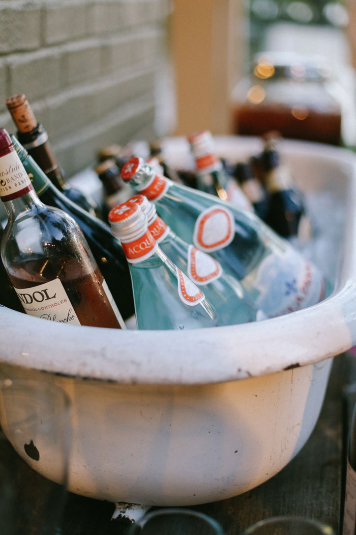 tub filled with ice and drinks