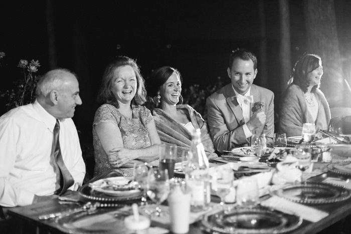 bride and groom at reception dinner