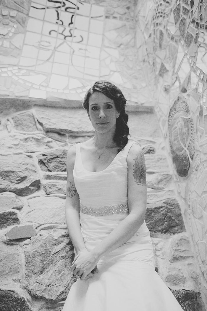 black and white bride portrait