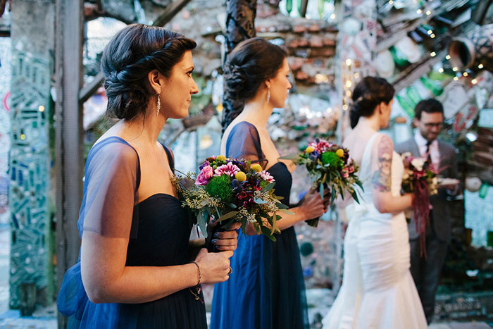 bridesmaids at wedding ceremony