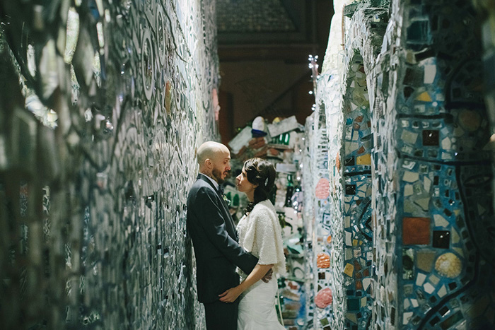 bride and groom portrait at the Magic Gardens