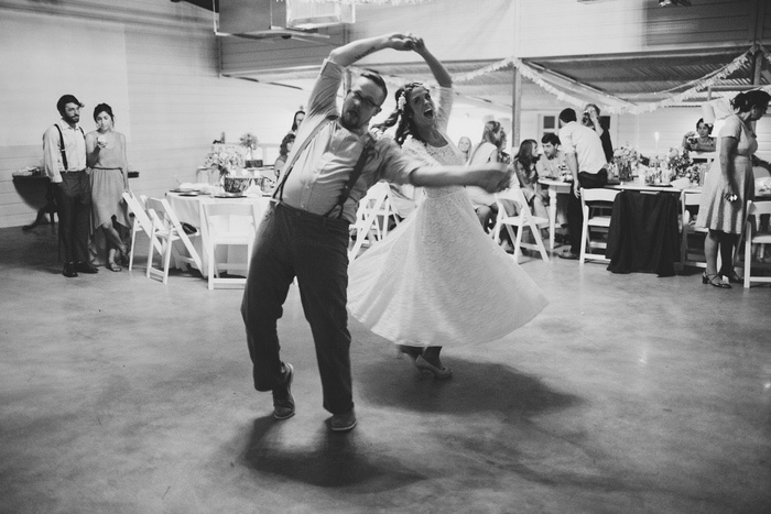 bride and groom dancing