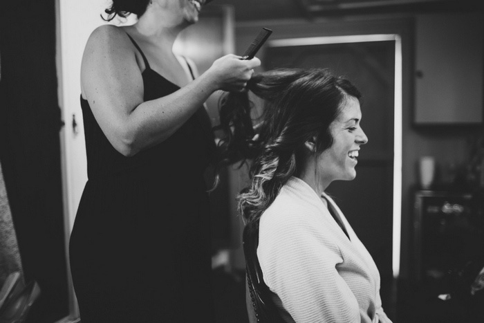 bride getting her hair done