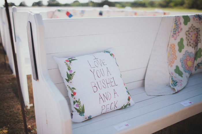 outdoor church pews with cushions