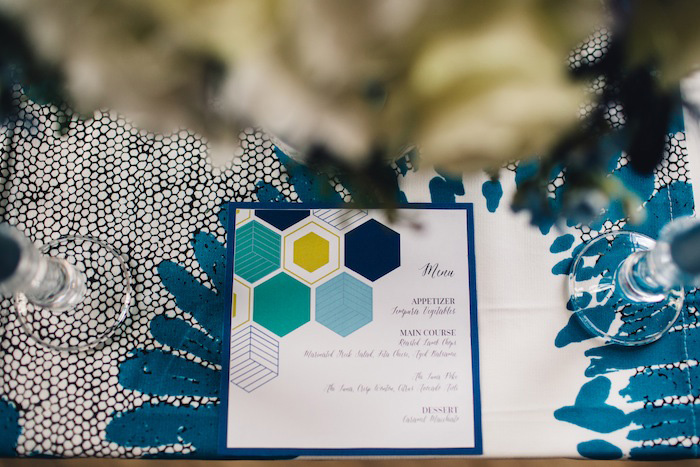 geometric wedding menu