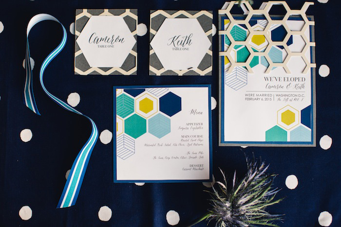 modern geometric wedding invitation suite