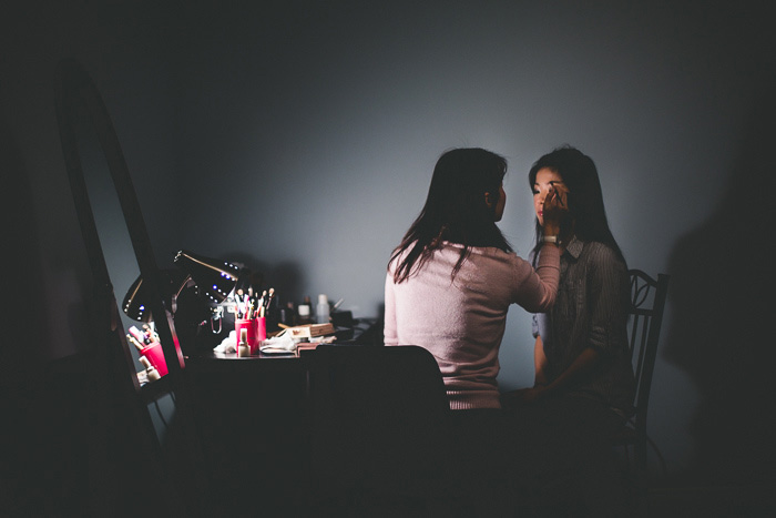 bride getting her make-up done