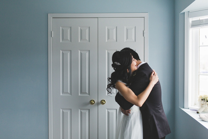 bride and groom first look