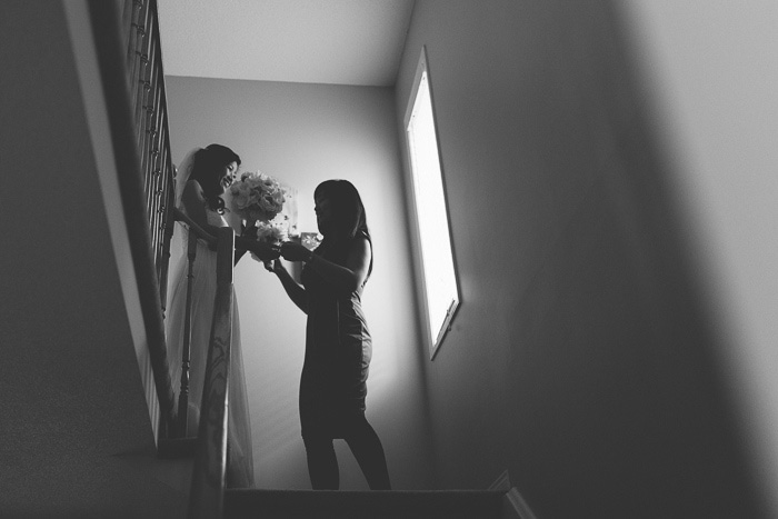 bride walking down stairs