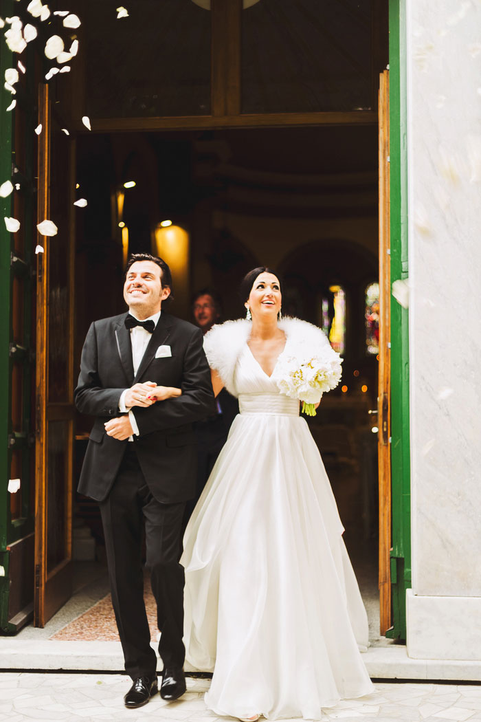 bride and groom exiting the church