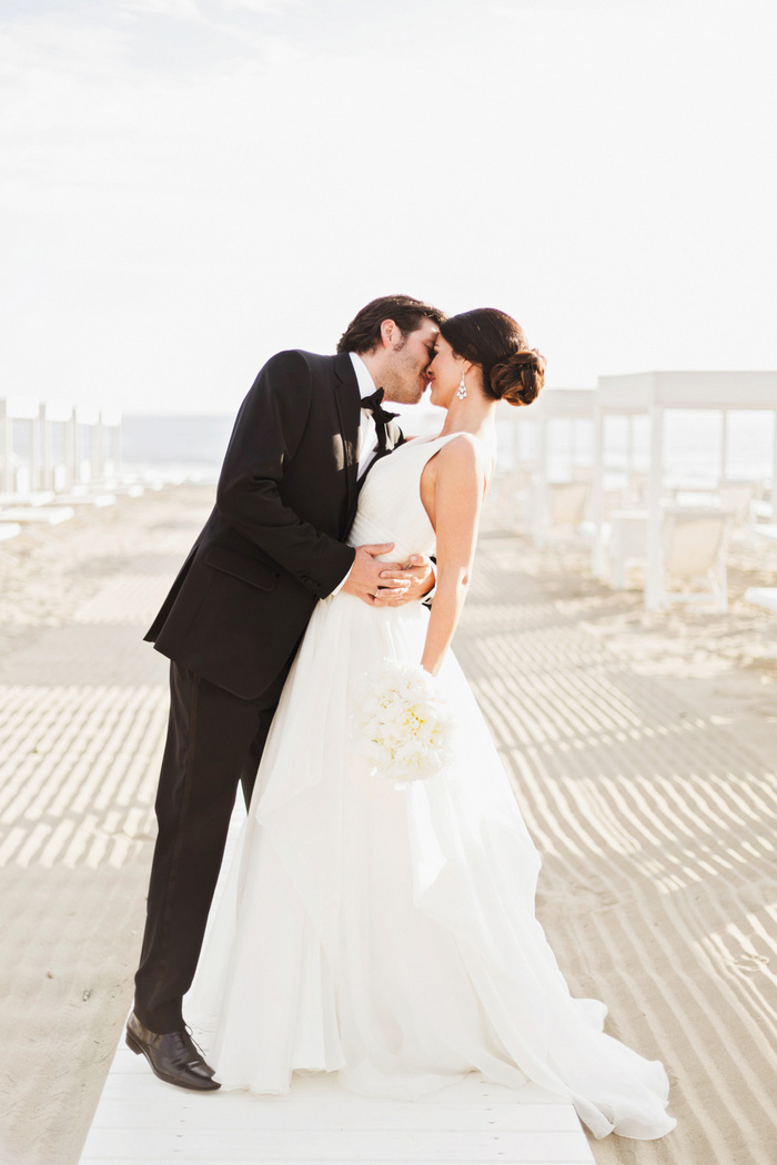 bride and groom kissing