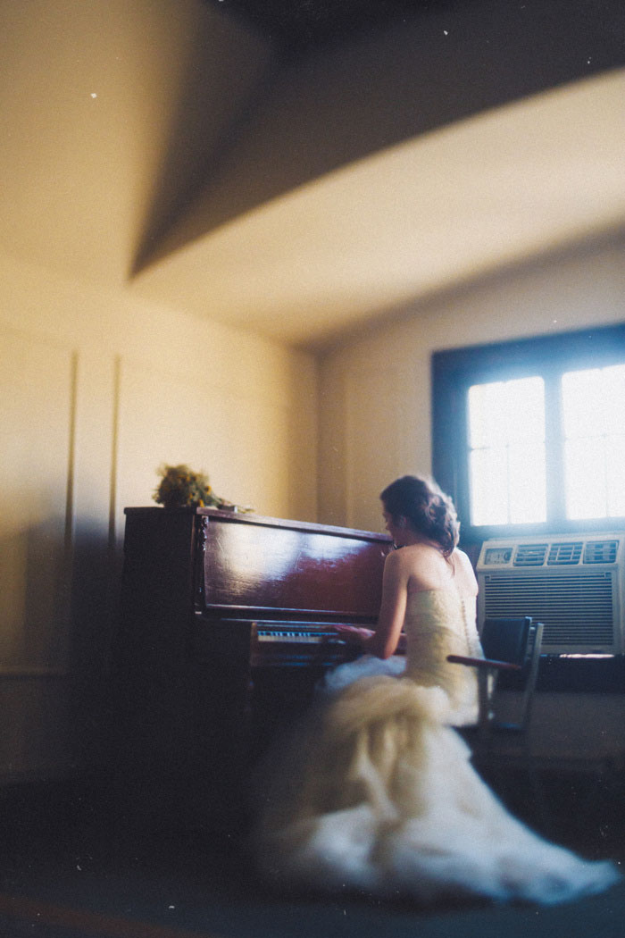 bride playing the piano