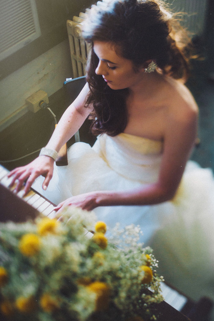 bride playing the piano