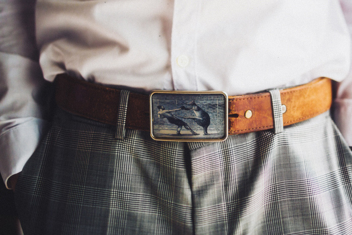 groom's belt buckle