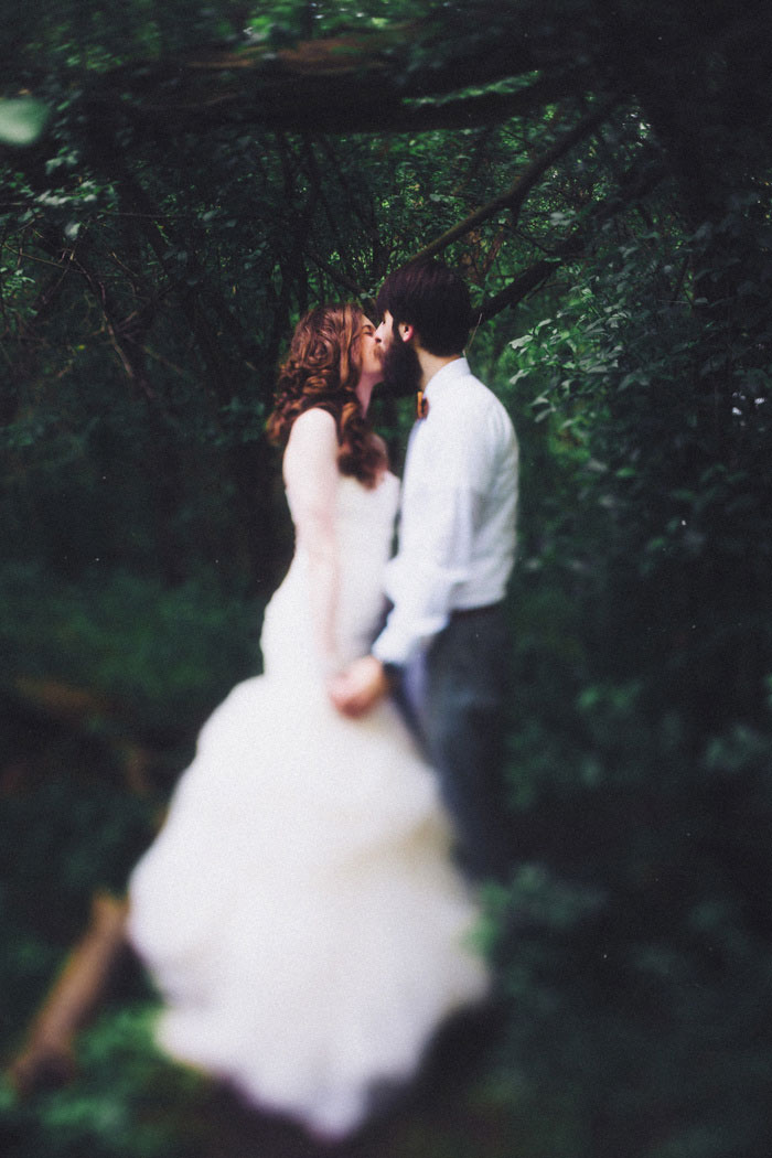 bride and groom kissing