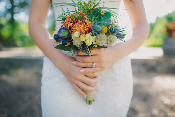 colorful succulent bridal bouquet