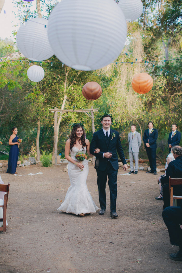 bride and groom walking down aisle