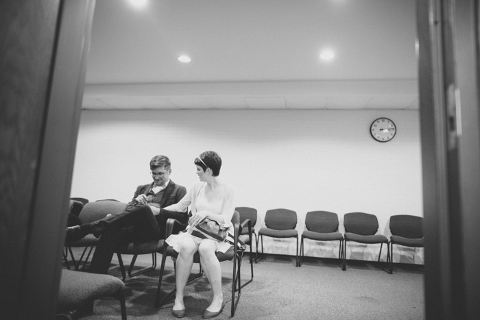 bride and groom at the courthouse