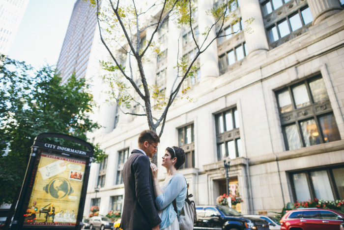 bride and groom outside courthouse