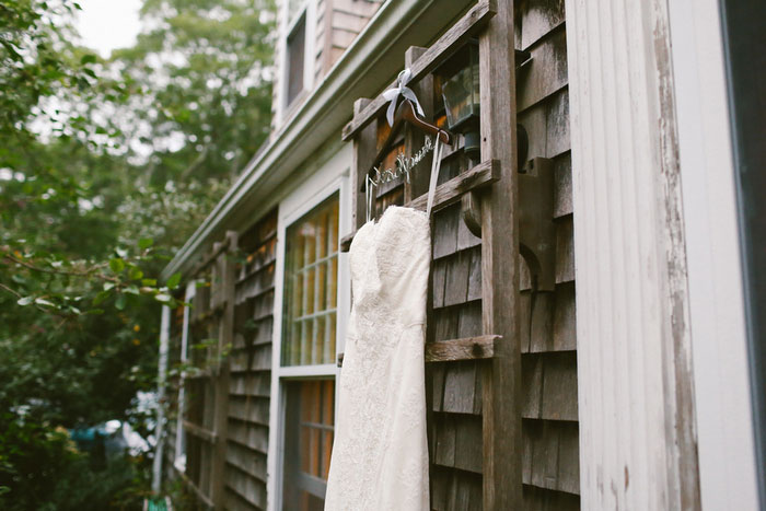 wedding dress on custom hanger