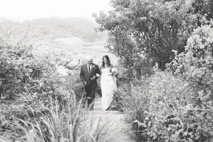 bride and father walking to ceremony