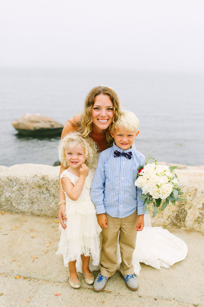 bride with flower girl and ring bearer