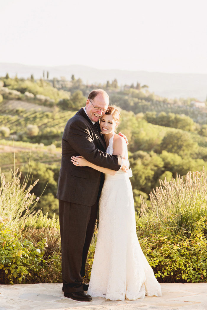 bride hugging her father