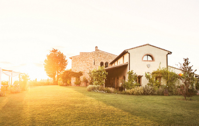 Tuscan villa at sunset