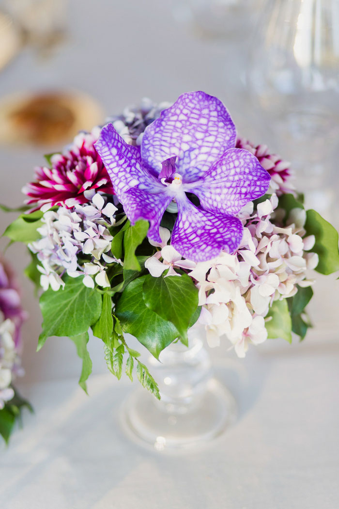 purple orchid centerpiece