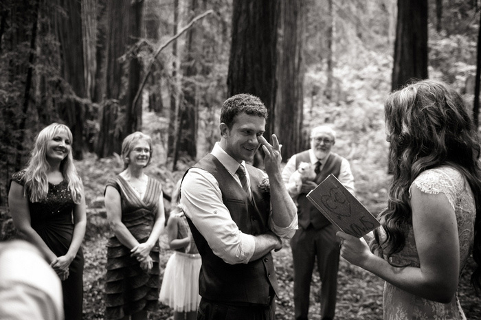 tearful groom during ceremony