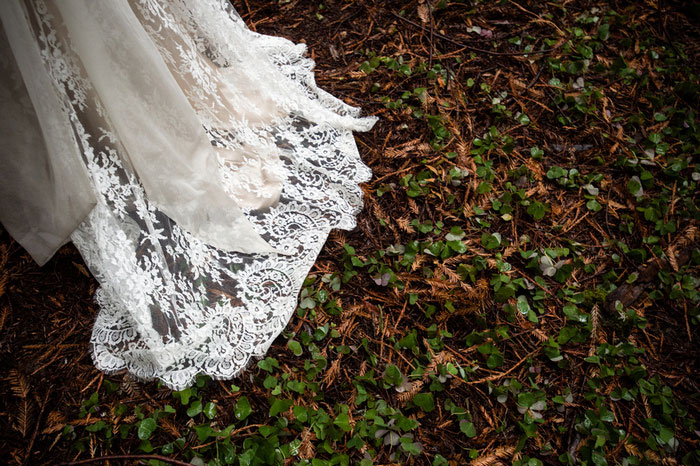 bride's train on the ground