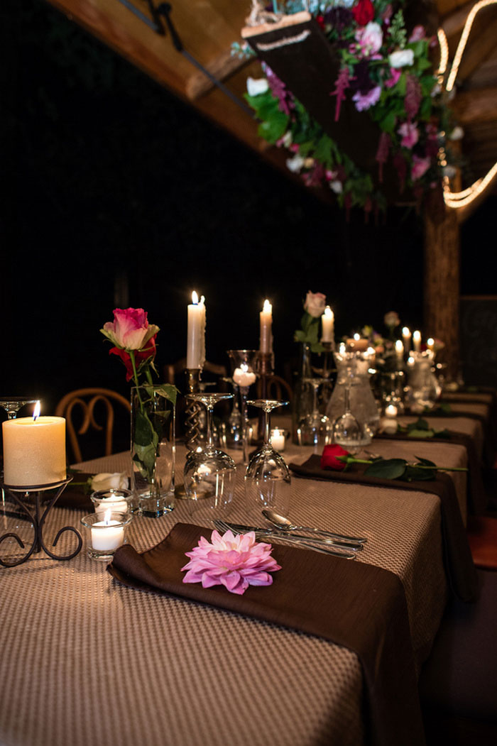 candlelit table setting