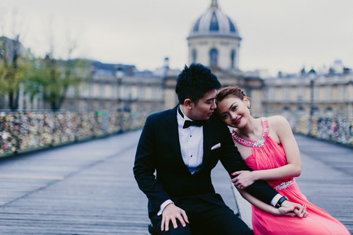 bride and groom portrait in Paris