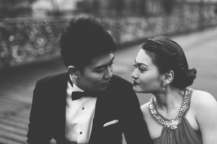 black and white wedding portrait