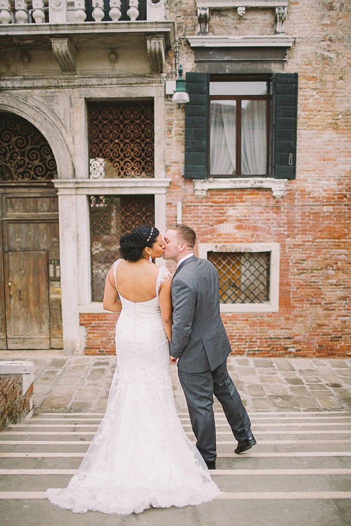 bride and groom kissing