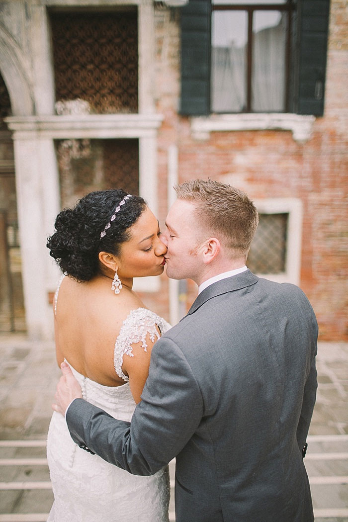 bride and groom kissing