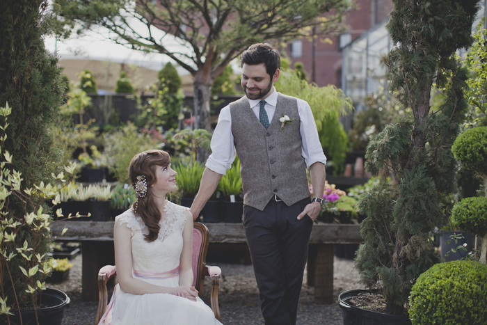 garden tea party wedding portrait