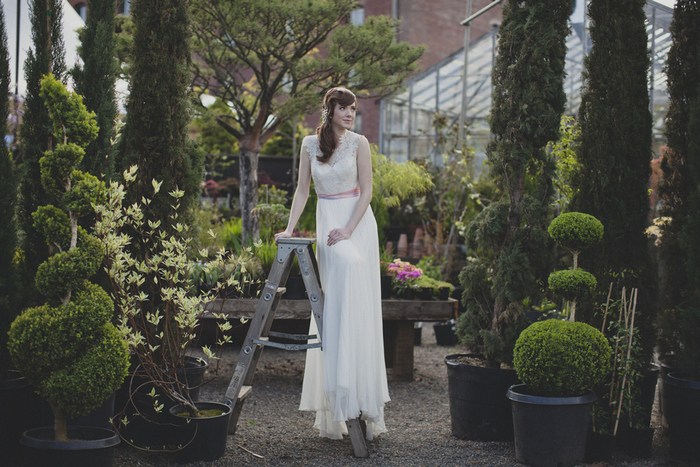 bridal portrait on ladder