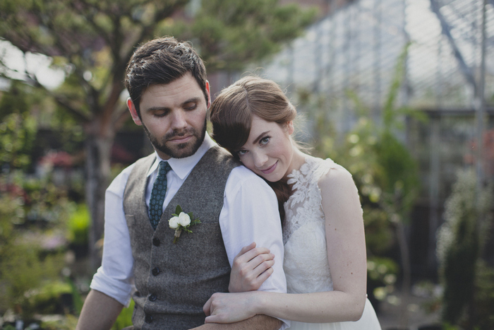 garden tea party wedding portrait