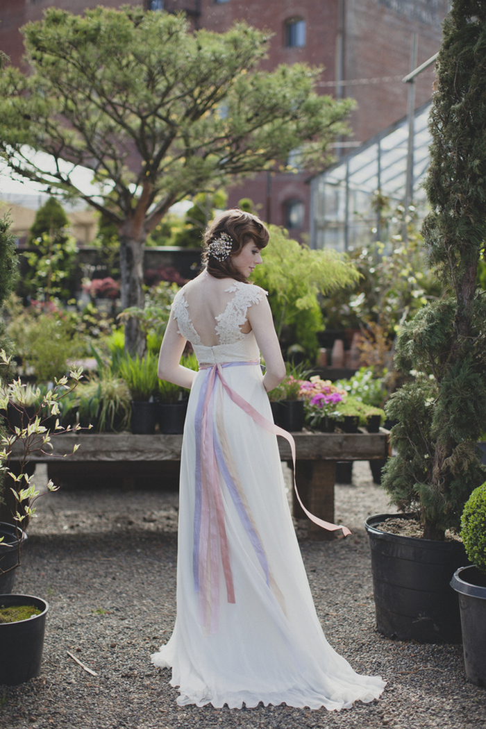 bride portrait in greenhouse